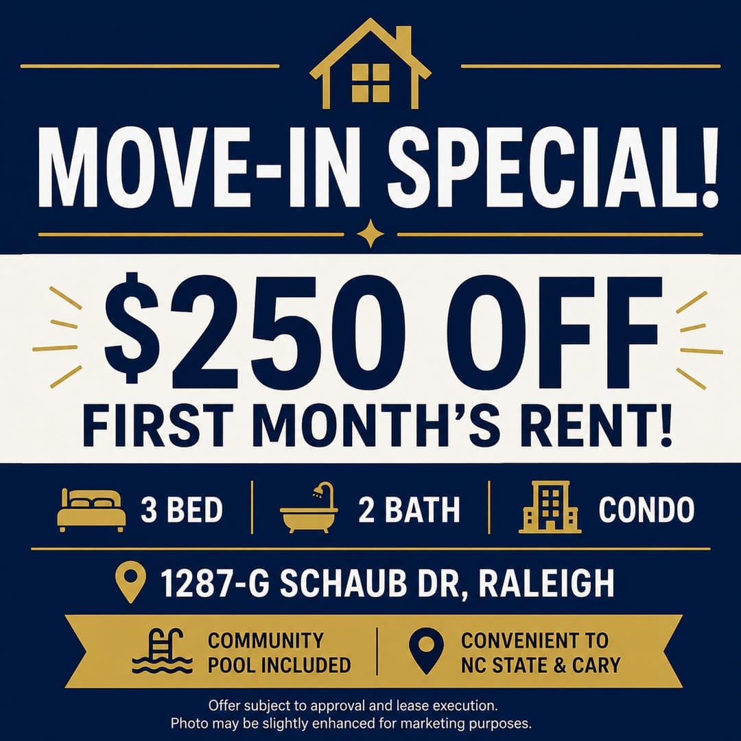 Three bedroom, 2 bath condo in Raleigh-$250 off first month! – photo 2