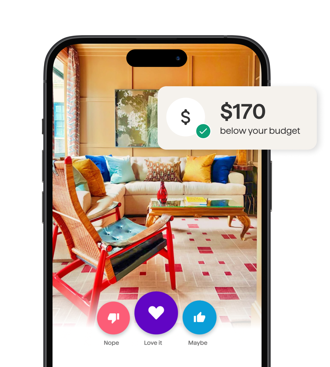 Phone showing apartment $170 below your budget